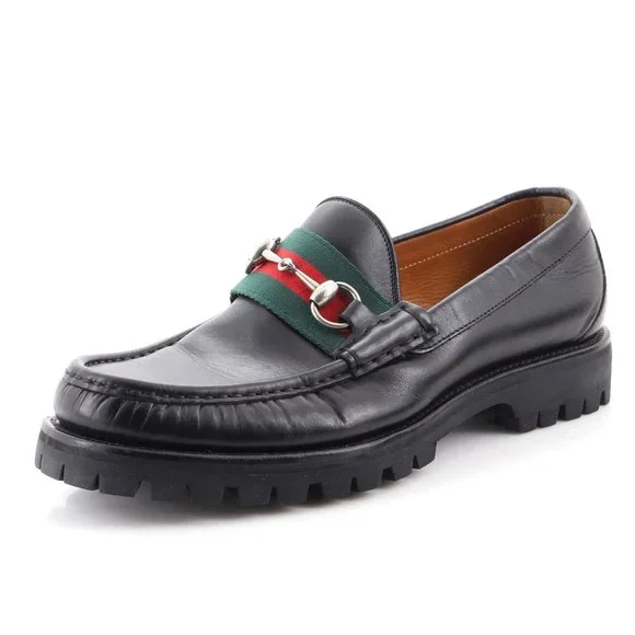 Gucci | Shoes | Mens Horsebit Web Lug Sole Loafers Leather  display picture 1